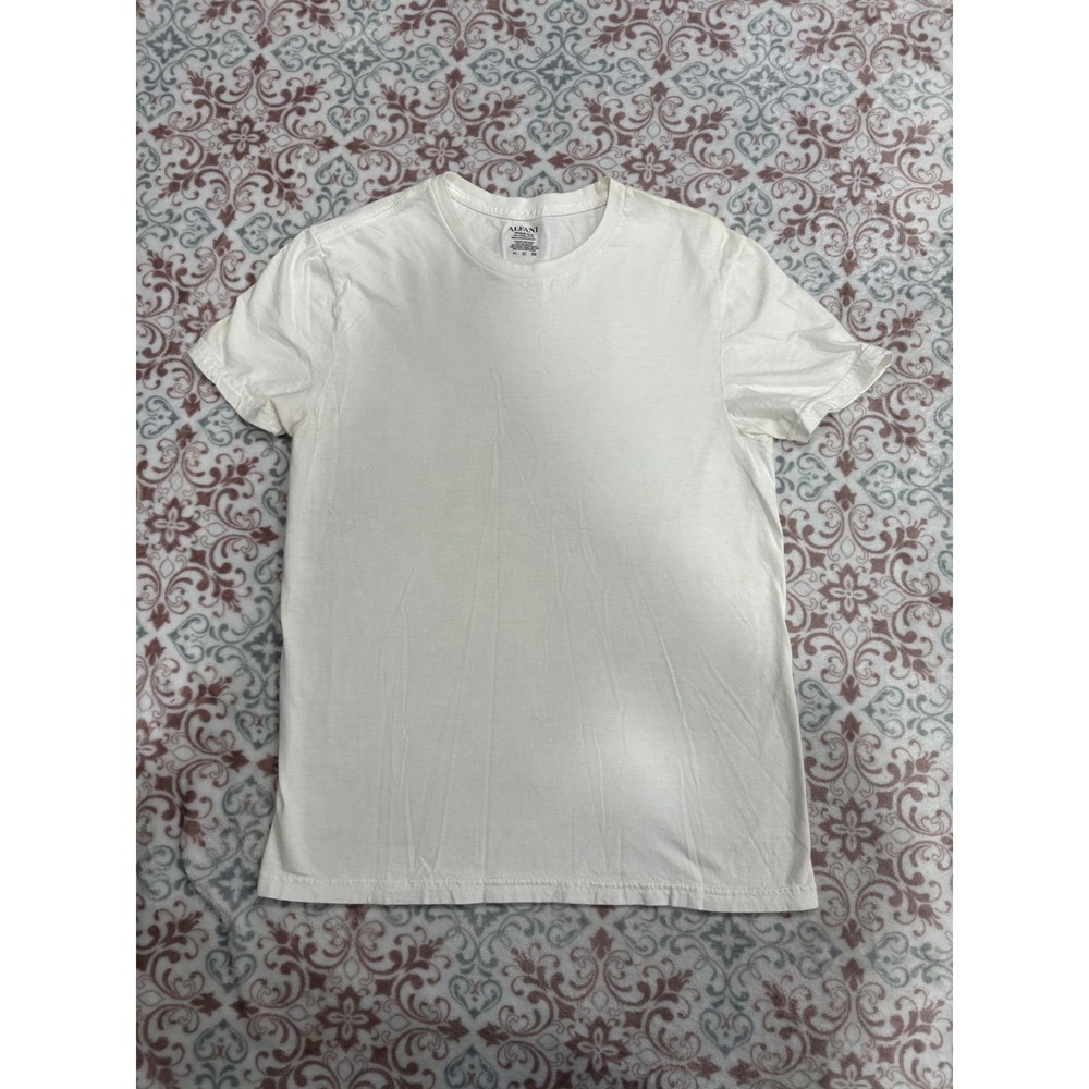 Alfani Mens White Short Sleeve Crew Neck T-Shirt 100% Combed Cotton Medium FA17